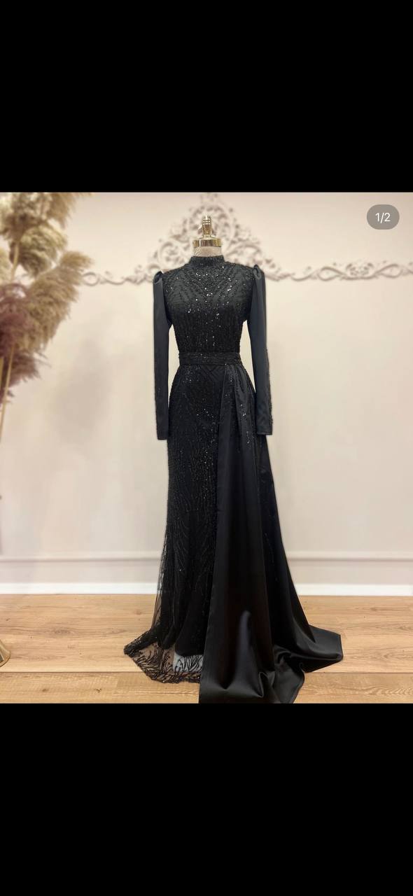 Drape Evening Dress Black